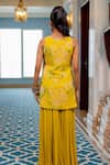 Shop_Paulmi And Harsh_Yellow Georgette Embroidery V-neck Floral Kurta Set _at_Aza_Fashions