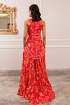 Shop_Paulmi And Harsh_Pink Georgette Round Neck Floral Printed Kurta And Sharara Set _at_Aza_Fashions