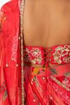 Shop_Paulmi And Harsh_Pink Georgette, Silk Sequins, Floral Print Pre-draped Saree With Blouse _Online_at_Aza_Fashions