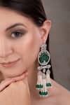 Shop_Anana_Green Beads, Pearls Beaded Designer Earrings _at_Aza_Fashions