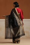 Shop_Weaver Story_Black Chanderi Embroidery Designer Saree With Running Blouse _at_Aza_Fashions