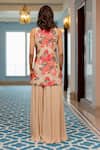 Shop_Paulmi And Harsh_Pink Georgette Embroidery Round Neck Designer Floral Kurta And Palazzo _at_Aza_Fashions
