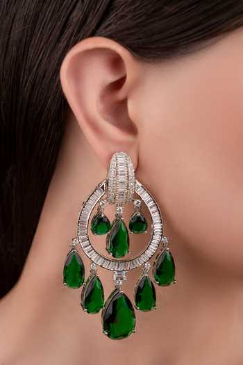 Anana_Green Stones Teardrop Design Earrings _Online_at_Aza_Fashions
