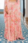 Paulmi And Harsh_Pink Georgette, Shantoon Sequins, Embroidery Floral Printed Jacket Sharara Set _Online_at_Aza_Fashions