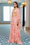 Buy_Paulmi And Harsh_Pink Georgette, Shantoon Sequins, Embroidery Floral Printed Jacket Sharara Set _Online_at_Aza_Fashions