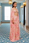 Shop_Paulmi And Harsh_Pink Georgette, Shantoon Sequins, Embroidery Floral Printed Jacket Sharara Set _Online_at_Aza_Fashions