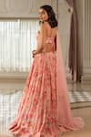 Shop_Paulmi And Harsh_Pink Georgette, Organza Sequins Round Neck Floral Lehenga Set _at_Aza_Fashions