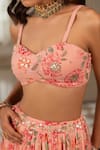 Buy_Paulmi And Harsh_Pink Georgette, Organza Sequins Round Neck Floral Lehenga Set _Online_at_Aza_Fashions