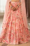 Shop_Paulmi And Harsh_Pink Georgette, Organza Sequins Round Neck Floral Lehenga Set _Online_at_Aza_Fashions