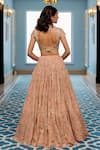 Shop_Paulmi And Harsh_Pink Georgette, Organza Sequins, Embroidery Round Neck Old Rose Lehenga Set _at_Aza_Fashions