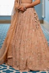 Buy_Paulmi And Harsh_Pink Georgette, Organza Sequins, Embroidery Round Neck Old Rose Lehenga Set _Online_at_Aza_Fashions