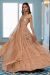 Shop_Paulmi And Harsh_Pink Georgette, Organza Sequins, Embroidery Round Neck Old Rose Lehenga Set 