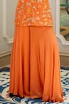 Paulmi And Harsh_Orange Georgette Embroidery Round Neck Designer Kurta And Palazzo Set _at_Aza_Fashions