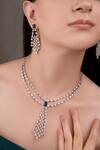 Shop_Anana_Blue Stones Royal Designer Necklace And Earrings Set _at_Aza_Fashions