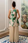 Shop_Paulmi And Harsh_Ivory Georgette Sequins, Embroidery Round Neck Floral Print Kurta And Palazzo Set _at_Aza_Fashions