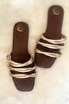 Buy_Modanta Footwear_Gold Twisted Strappy Flats _at_Aza_Fashions