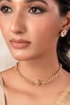Shop_Anana_Gold Plated Choker Necklace And Earrings Set _at_Aza_Fashions