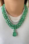 Shop_Prerto_Mint Stones Green Diamond 3 Layer Necklace Set _at_Aza_Fashions