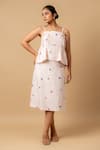 Buy_Doodlage_Pink Linen Embroidery Square Neck Top And Skirt Set _at_Aza_Fashions
