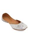 Buy_NR By Nidhi Rathi_White Handcrafted Embroidered Leather Juttis _at_Aza_Fashions