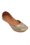 Buy_NR By Nidhi Rathi_Gold Gold-toned Embroidered Flat Juttis _at_Aza_Fashions