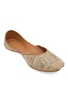 Buy_NR By Nidhi Rathi_Gold Handcrafted Leather Embellished Juttis _at_Aza_Fashions