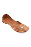 Buy_NR By Nidhi Rathi_Orange Embroidered Flat Juttis _at_Aza_Fashions
