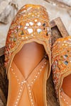 Shop_NR By Nidhi Rathi_Orange Embroidered Flat Juttis 