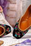 Shop_NR By Nidhi Rathi_Black Embellished Velvet Juttis 