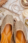 Shop_NR By Nidhi Rathi_Gold Embellished Ethnic Flat Juttis 