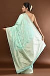 Shop_Samyukta Singhania_Sky Blue Flower Weave Banarasi Silk Saree With Running Blouse _at_Aza_Fashions