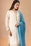 Samyukta Singhania_Off White Cotton Embroidery V-neck Kurta Set With Dupatta _Online_at_Aza_Fashions