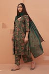 Gulabo Jaipur_Green Cotton Embroidery Round Neck Floral Print Kurta Pant Set _at_Aza_Fashions