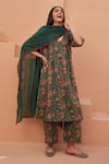 Buy_Gulabo Jaipur_Green Cotton Embroidery Round Neck Floral Print Kurta Pant Set _at_Aza_Fashions