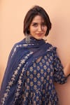 Buy_Gulabo Jaipur_Blue Cotton Embroidery V-neck Designer Anarkali Set _Online_at_Aza_Fashions
