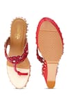Shop_Sole House_Red Beads, Fabric Flowers Scarlet Elegance Wedges _at_Aza_Fashions