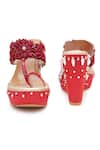 Buy_Sole House_Red Beads, Fabric Flowers Scarlet Elegance Wedges _Online_at_Aza_Fashions