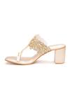 Buy_Sole House_Gold Sequins, Embroidery Chantilly Lace Heels _Online_at_Aza_Fashions