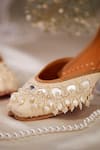 Buy_House Of Vian_Cream Embellished Silk Juttis _Online_at_Aza_Fashions