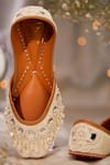 Shop_House Of Vian_Cream Embellished Silk Juttis _Online_at_Aza_Fashions