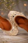 House Of Vian_Cream Embellished Silk Juttis _at_Aza_Fashions