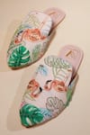 Buy_House Of Vian_Peach Flaminglow Embroidered Mules _Online_at_Aza_Fashions