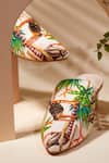House Of Vian_Beige Embroidery Happy Hornbill Designer Mules _Online_at_Aza_Fashions