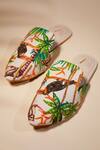 Buy_House Of Vian_Beige Embroidery Happy Hornbill Designer Mules _at_Aza_Fashions
