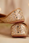 House Of Vian_Gold Embellished Textured Juttis _Online_at_Aza_Fashions