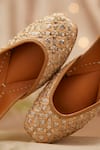 Buy_House Of Vian_Gold Embellished Textured Juttis _Online_at_Aza_Fashions