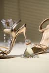 House Of Vian_Gold Rhinestones Faux Leather Heels _Online_at_Aza_Fashions