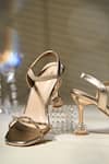 Shop_House Of Vian_Gold Rhinestones Faux Leather Heels _at_Aza_Fashions