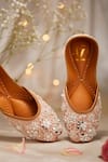 House Of Vian_Peach Embroidered Designer Juttis _Online_at_Aza_Fashions