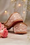 Shop_House Of Vian_Peach Embroidered Designer Juttis _Online_at_Aza_Fashions